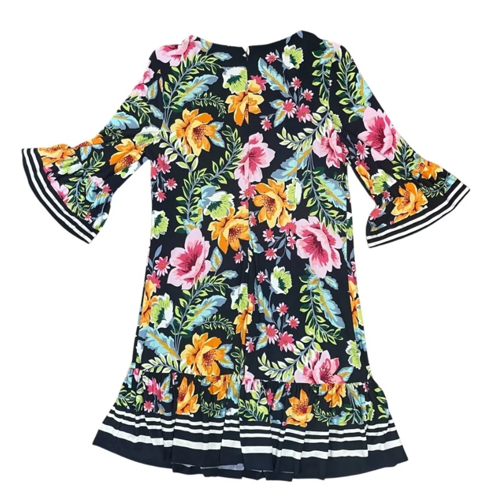 Eliza J Floral shift dress . 3/4 quarter sleeves colorful lined Women size 14 - Picture 4 of 13